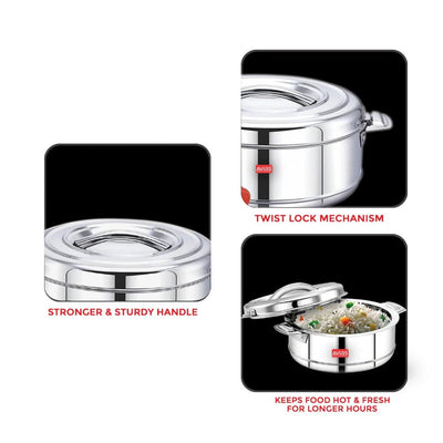 AVIAS Astra Casserole Set | Silver | Set of 3 Pcs