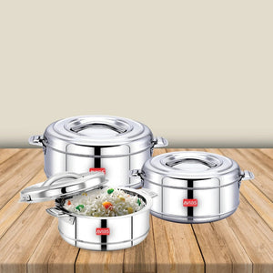 AVIAS Astra Casserole Set | Silver | Set of 3 Pcs