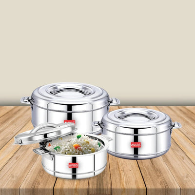 AVIAS Astra Casserole Set | Silver | Set of 3 Pcs