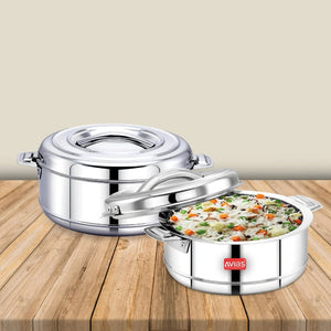 AVIAS Astra Casserole Set | Silver | Set of 2 Pcs