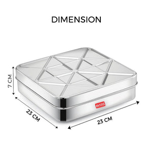 AVIAS Trios Square Stainless Steel Spice Box | 9 Containers and 1 Spoon | Silver