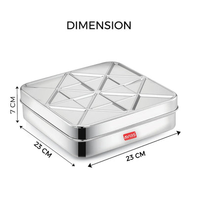 AVIAS Trios Square Stainless Steel Spice Box | 9 Containers and 1 Spoon | Silver