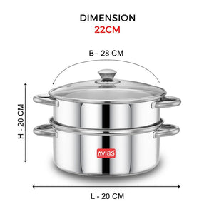 Avias Spectra Steamer | Induction And Gas Stove Base| Silver | 1 Pc
