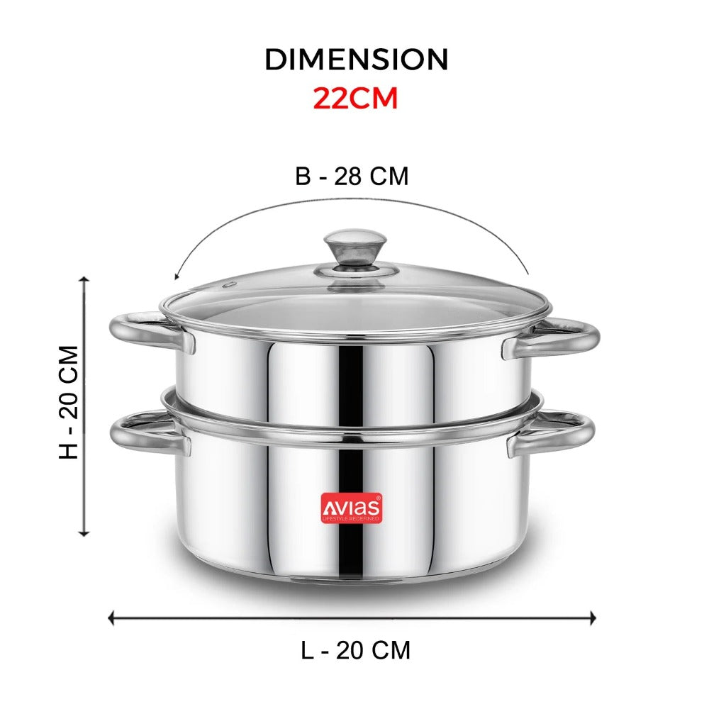 Avias Spectra Steamer | Induction And Gas Stove Base| Silver | 1 Pc