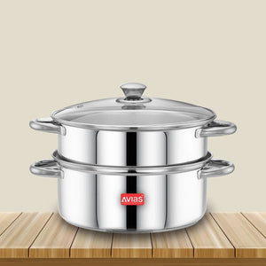 Avias Spectra Steamer | Induction And Gas Stove Base| Silver | 1 Pc