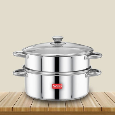 Avias Spectra Steamer | Induction And Gas Stove Base| Silver | 1 Pc