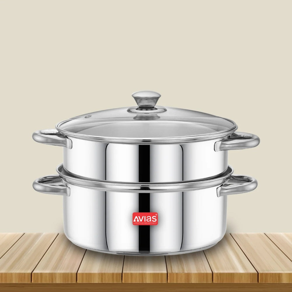 Avias Spectra Steamer | Induction And Gas Stove Base| Silver | 1 Pc