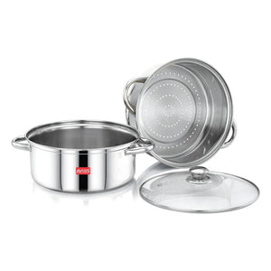 Avias Spectra Steamer | Induction And Gas Stove Base| Silver | 1 Pc