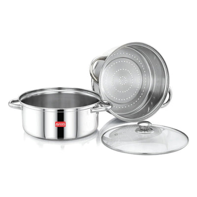 Avias Spectra Steamer | Induction And Gas Stove Base| Silver | 1 Pc