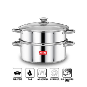 Avias Spectra Steamer | Induction And Gas Stove Base| Silver | 1 Pc