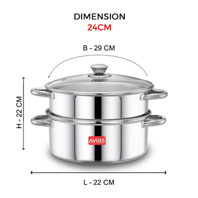 Avias Spectra Steamer | Induction And Gas Stove Base| Silver | 1 Pc