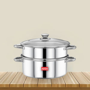 Avias Spectra Steamer | Induction And Gas Stove Base| Silver | 1 Pc
