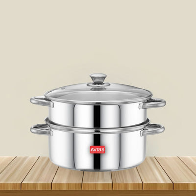 Avias Spectra Steamer | Induction And Gas Stove Base| Silver | 1 Pc