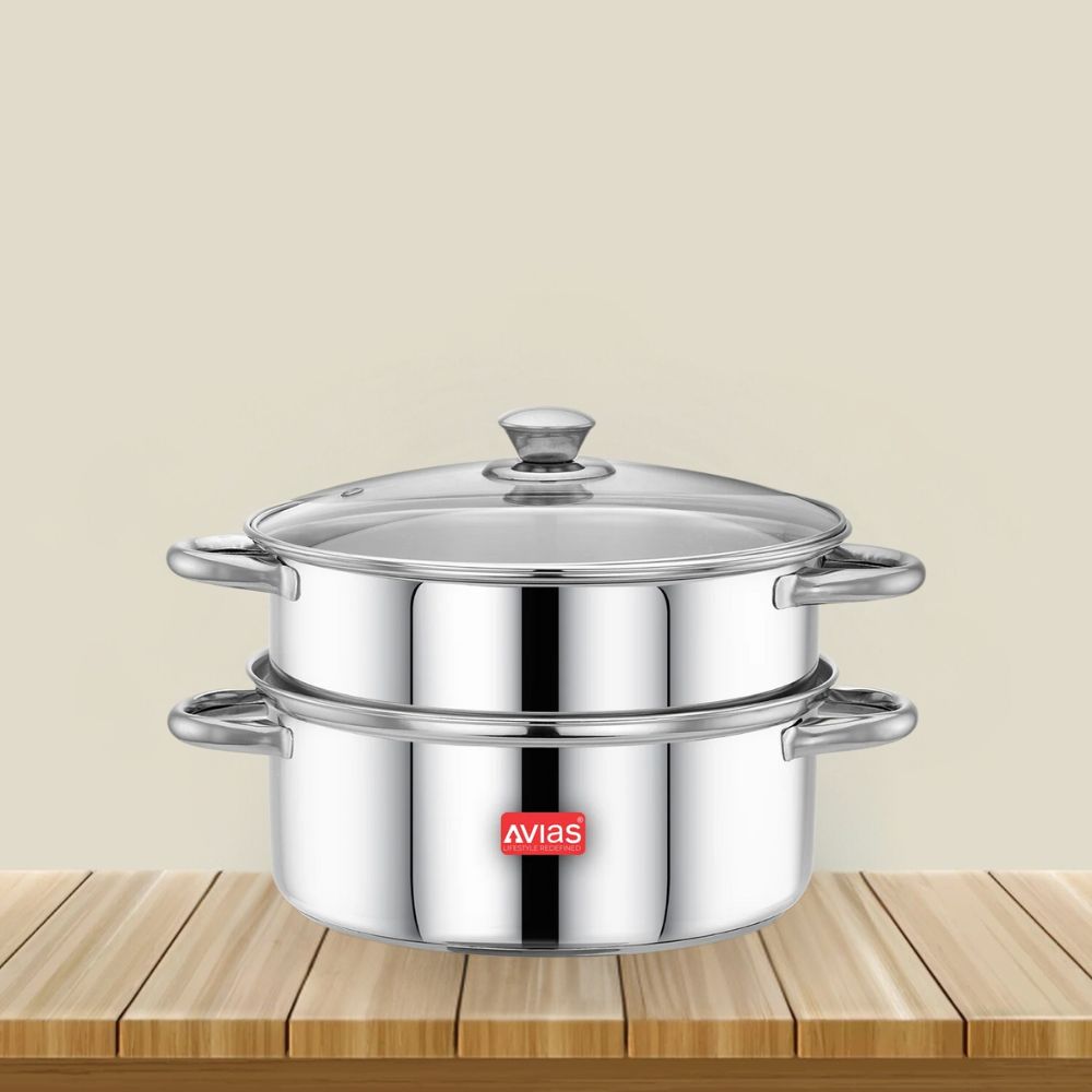 Avias Spectra Steamer | Induction And Gas Stove Base| Silver | 1 Pc