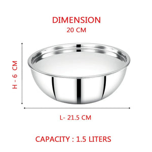 AVIAS Stainless steel Tri-Ply Riara (Tasla 20cm + Tasla 22cm + Frypan 22cm + Tope 14cm + Tope 16cm) | Induction Compatible | Silver | Set of  5 Pcs