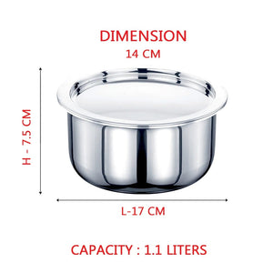 AVIAS Stainless steel Tri-Ply Riara (Tasla 20cm + Tasla 22cm + Frypan 22cm + Tope 14cm + Tope 16cm) | Induction Compatible | Silver | Set of  5 Pcs