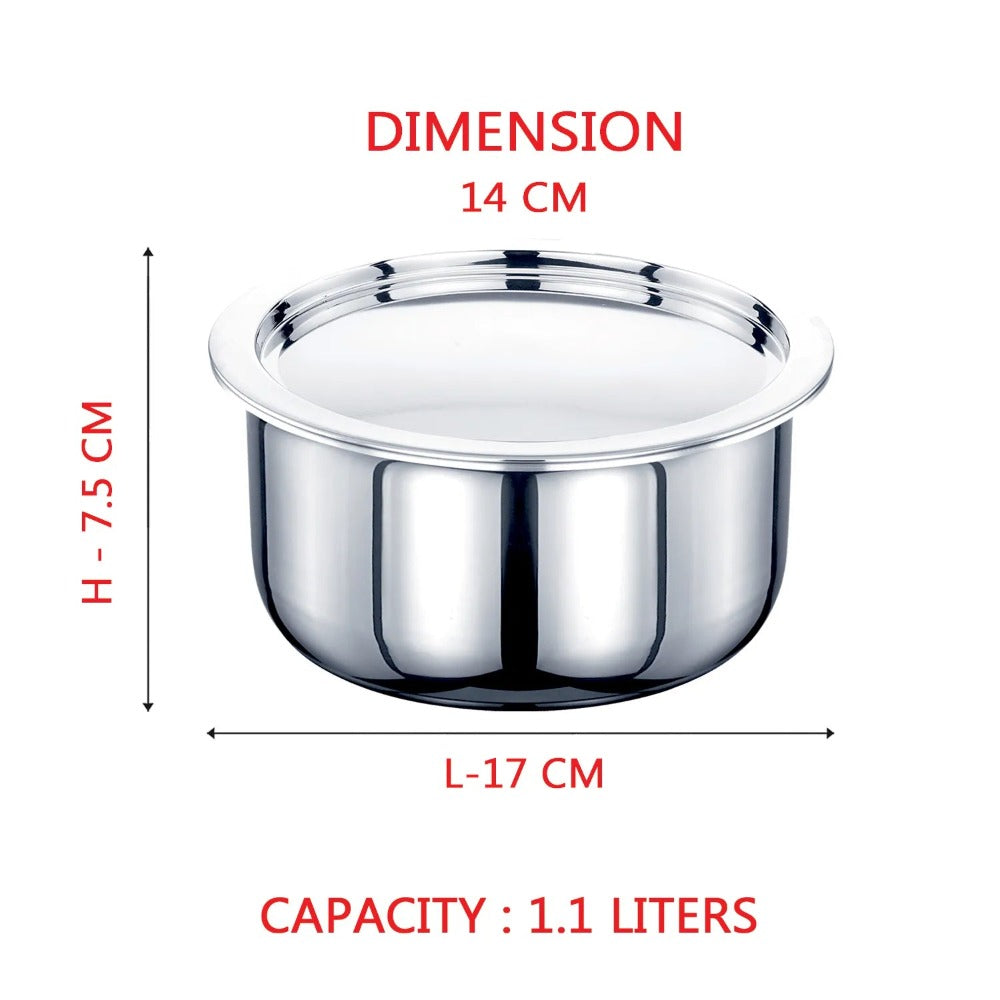 AVIAS Stainless steel Tri-Ply Riara (Tasla 20cm + Tasla 22cm + Frypan 22cm + Tope 14cm + Tope 16cm) | Induction Compatible | Silver | Set of  5 Pcs