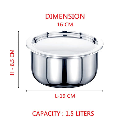 AVIAS Stainless steel Tri-Ply Riara (Tasla 20cm + Tasla 22cm + Frypan 22cm + Tope 14cm + Tope 16cm) | Induction Compatible | Silver | Set of  5 Pcs
