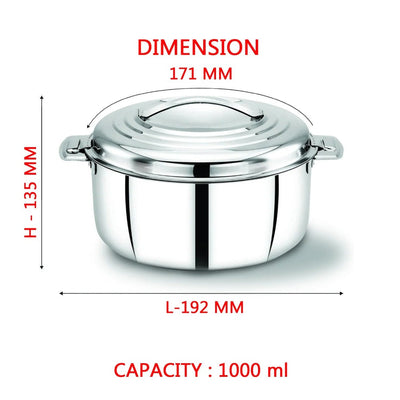 AVIAS Platinox (Casserole 1000 ML + Casserole 1500 ML + Kadhai 22 cm) | Silver | Set of  3 Pcs