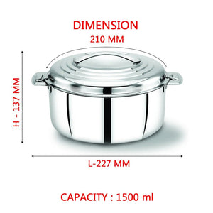 AVIAS Platinox (Casserole 1000 ML + Casserole 1500 ML + Kadhai 22 cm) | Silver | Set of  3 Pcs