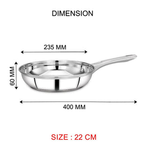 AVIAS Platinox Stainless Steel Set (Belly 18cm + Kadhai 22cm + Frypan 22cm + Casserole 1000ML + 1500ML) | Induction Compatible | Silver | Set of  5 Pcs