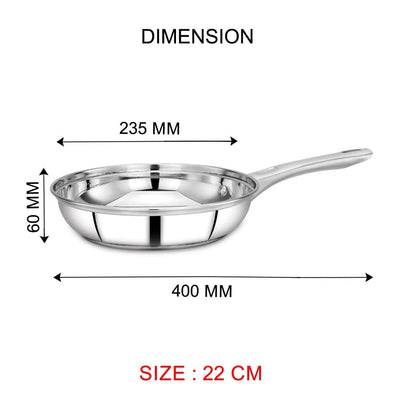 AVIAS Platinox Stainless Steel Set (Belly 18cm + Kadhai 22cm + Frypan 22cm + Casserole 1000ML + 1500ML) | Induction Compatible | Silver | Set of  5 Pcs