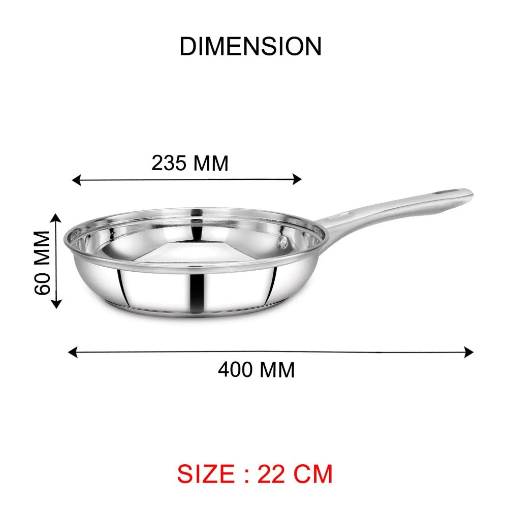 AVIAS Platinox Stainless Steel Set (Belly 18cm + Kadhai 22cm + Frypan 22cm + Casserole 1000ML + 1500ML) | Induction Compatible | Silver | Set of  5 Pcs