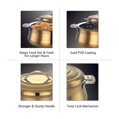 AVIAS Riara Stainless Steel Casserole Set | Golden | Set of 2 Pcs