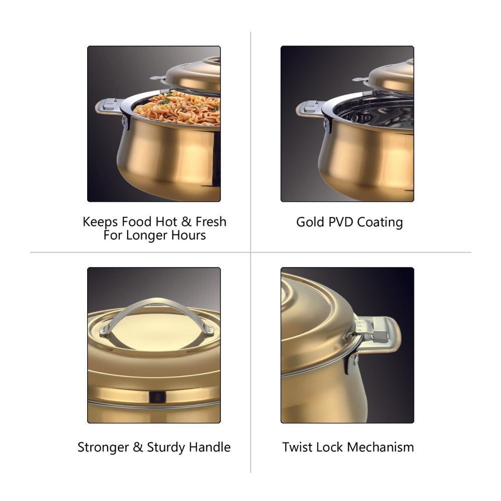 AVIAS Riara Stainless Steel Casserole Set | Golden | Set of 2 Pcs