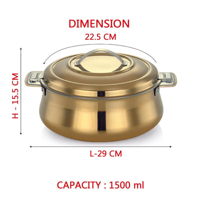 AVIAS Riara Stainless Steel Casserole Set | Golden | Set of 2 Pcs