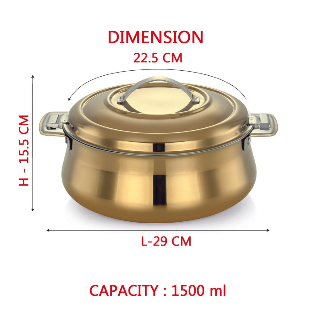 AVIAS Riara Stainless Steel Casserole Set | Golden | Set of 2 Pcs