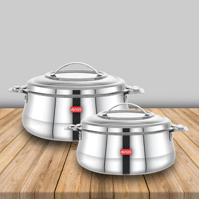AVIAS Riara Stainless Steel Casserole Set | Silver | Set of 2 Pcs