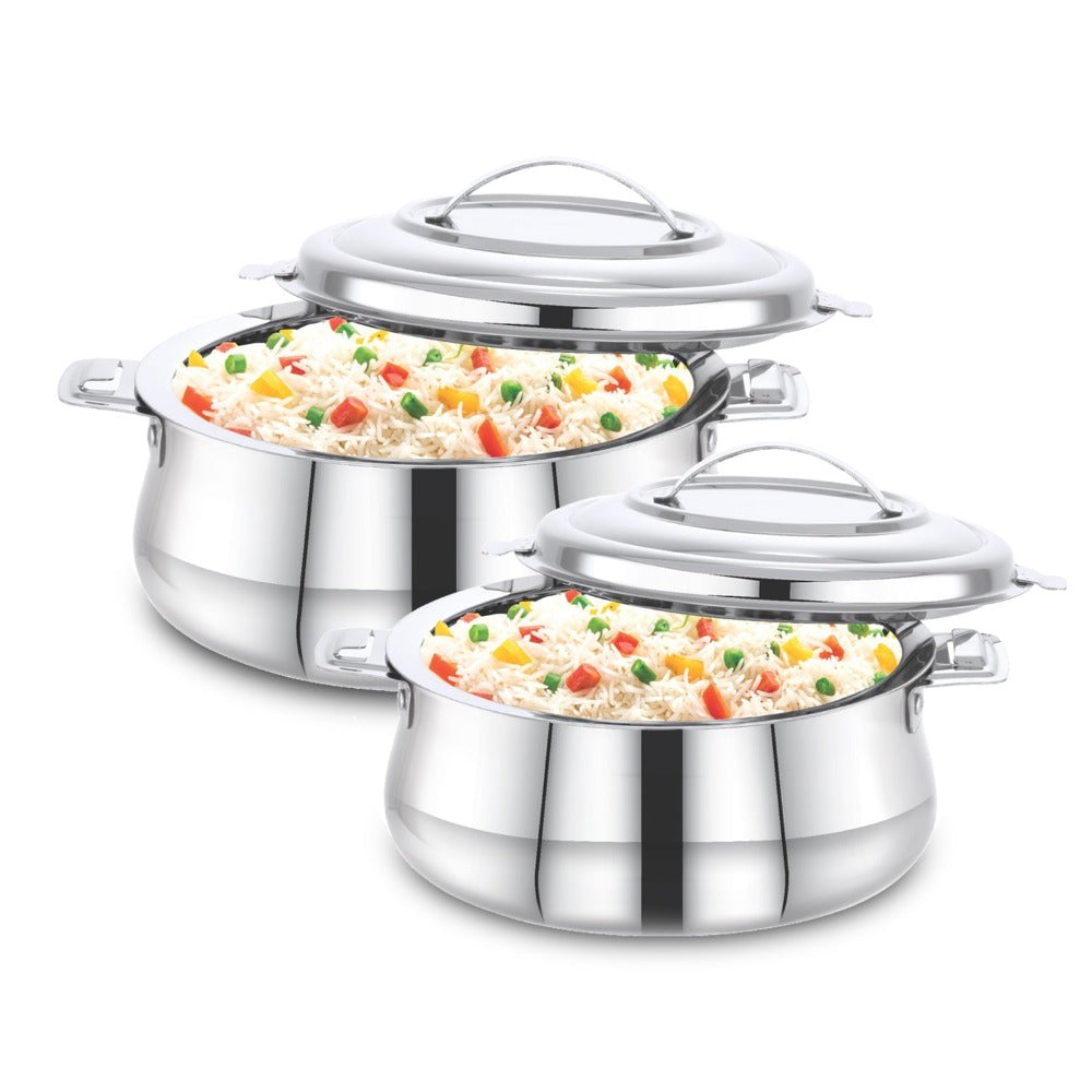 AVIAS Riara Stainless Steel Casserole Set | Silver | Set of 2 Pcs
