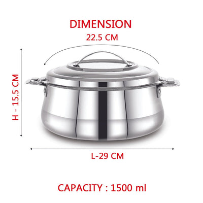 AVIAS Riara Stainless Steel Casserole Set | Silver | Set of 2 Pcs