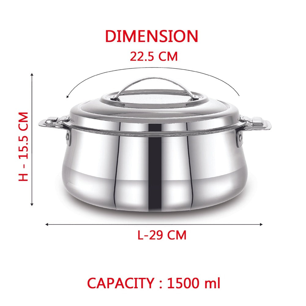 AVIAS Riara Stainless Steel Casserole Set | Silver | Set of 2 Pcs