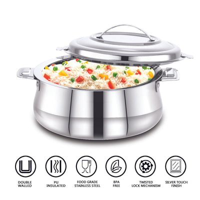 AVIAS Riara Stainless Steel Casserole Set | Silver | Set of 2 Pcs