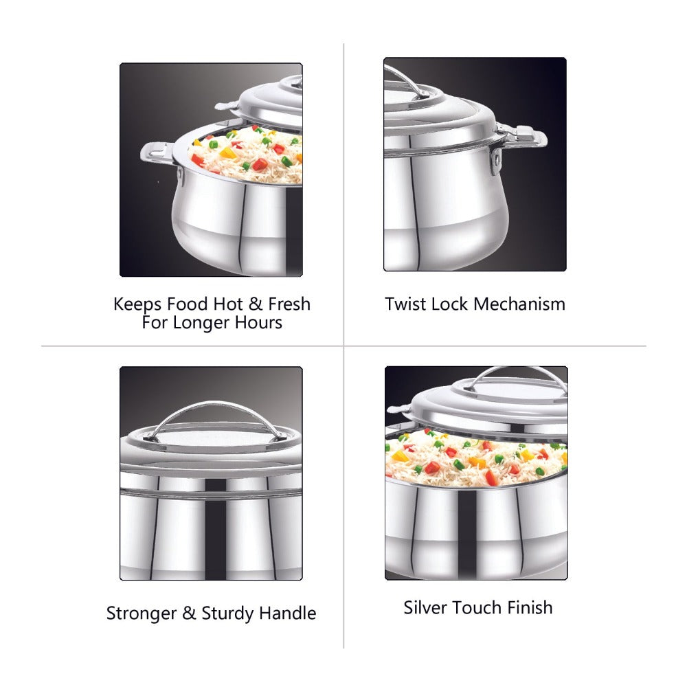 AVIAS Riara Stainless Steel Casserole Set | Silver | Set of 2 Pcs