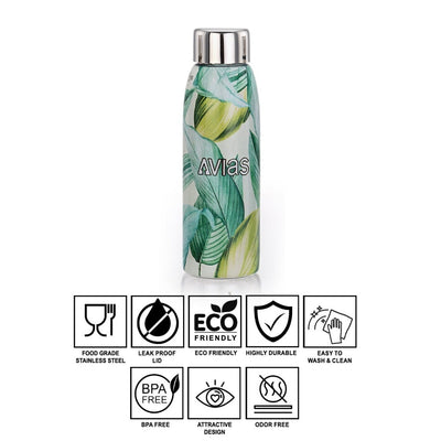 AVIAS Avio Printed Stainless Steel 500 ML Baby  Water Bottles | Set of 3 Pcs