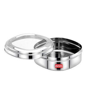 AVIAS Chocolate Box with See-Through Lid | Silver | Set of 3 Pcs