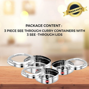 AVIAS Chocolate Box with See-Through Lid | Silver | Set of 3 Pcs