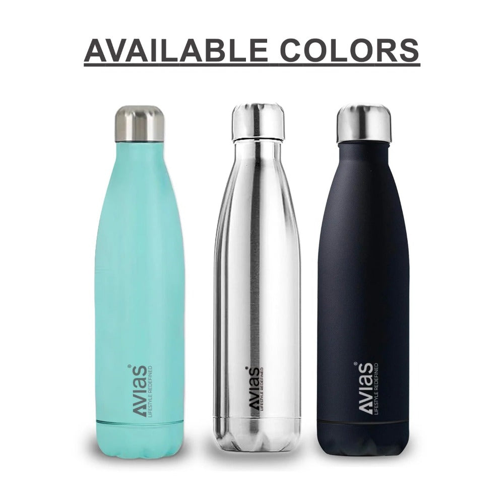 AVIAS Evita Premium Stainless Steel Vacuum Insulated Flask Water Bottel | Silver | 1 Pc