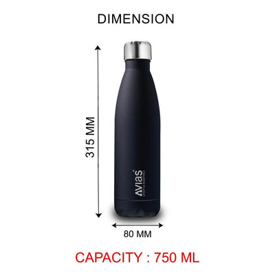 AVIAS Evita Premium Stainless Steel Vacuum Insulated Flask Water Bottel | Silver | 1 Pc