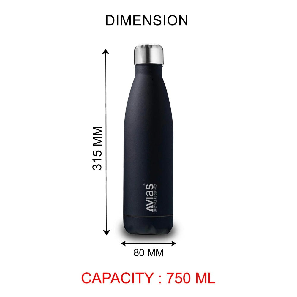 AVIAS Evita Premium Stainless Steel Vacuum Insulated Flask Water Bottel | Silver | 1 Pc