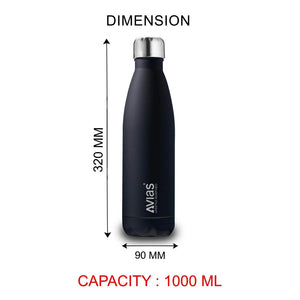 AVIAS Evita Premium Stainless Steel Vacuum Insulated Flask Water Bottel | Silver | 1 Pc