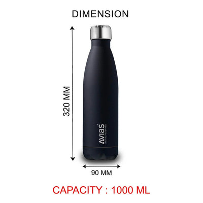 AVIAS Evita Premium Stainless Steel Vacuum Insulated Flask Water Bottel | Silver | 1 Pc