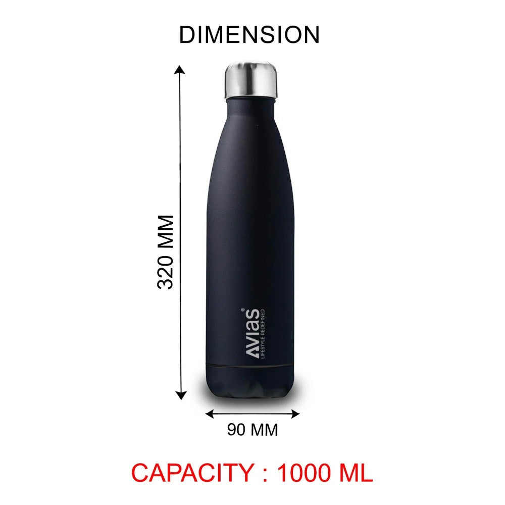 AVIAS Evita Premium Stainless Steel Vacuum Insulated Flask Water Bottel | Silver | 1 Pc