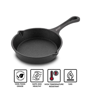 AVIAS Cast Iron Deep Skillet Iron Fry Pan | Black