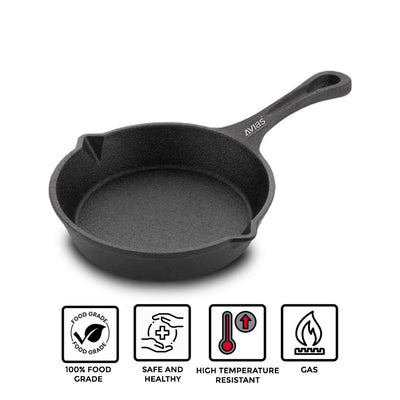 AVIAS Cast Iron Deep Skillet Iron Fry Pan | Black
