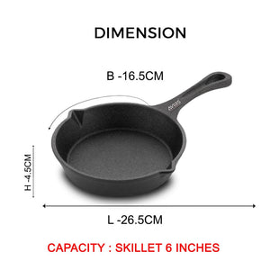 AVIAS Cast Iron Deep Skillet Iron Fry Pan | Black