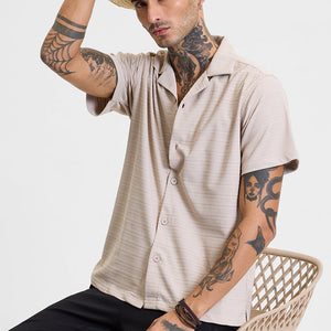 Beige Stripes Box Fit Shirt